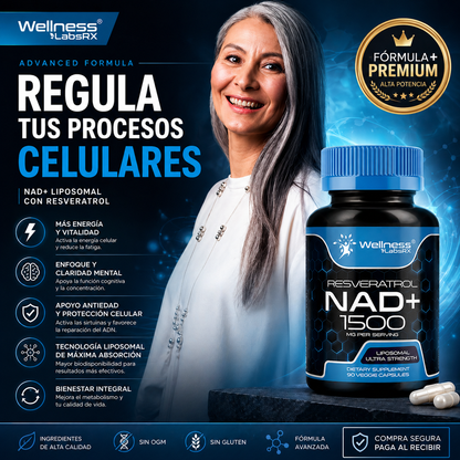 Suplemento liposomal NAD+ con resveratrol