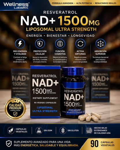 Suplemento liposomal NAD+ con resveratrol